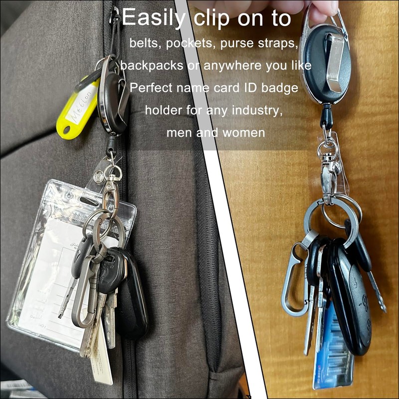 Retractable Badge Reel with Claw Clasp and Clip for Id