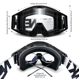 NENKI Motocross Goggles with Nose Protection, Motorcycle Goggles for Glasses Wearers, UV Protection Cross Goggles for Women Men, MX MTB Glasses, Windproof/Anti-Fog
