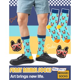 Funny Socks for Women Men Fun Cozy Crazy Cute Novelty Fashion Gift Breathable Cotton Boot Socks Stocking Stuffers（Cute - Animal Style A（12 Pairs）,M)