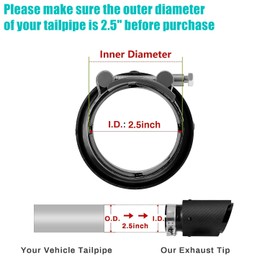 Evargc 2.5 "Inlet 3.5" Outlet Exhaust Tips Stainless Steel and Carbon Fiber 6.5" Length Tailpipe-Slant Cut-Matte Sliver