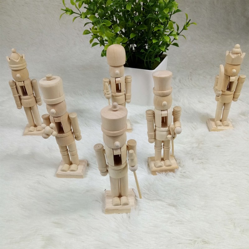 6pcs 12cm Christmas Nutcracker Ornament Set Wooden Nutcracker Character Soldier