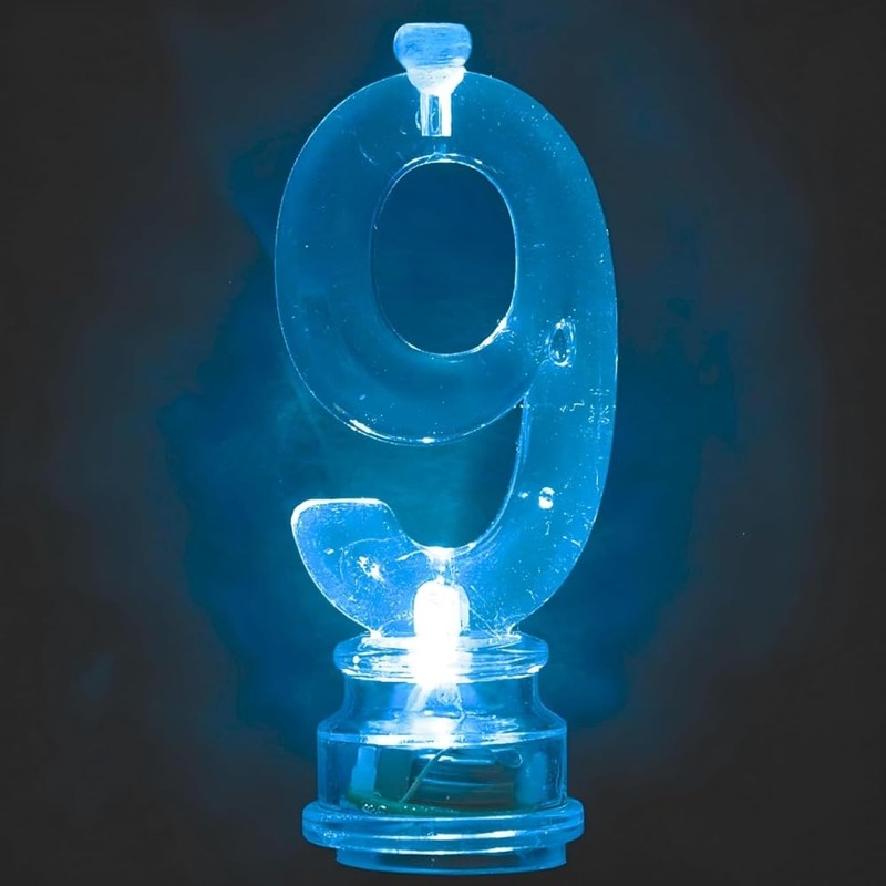 Green Plastic Number 9 Flashing Candle Holder With Birthday Candle