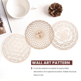 ZDSFSD 8Pack 14cm Wooden Wall Sign Flower of Life Shape Coaster Wood Wall Art DIY Coaster Geometry