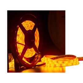 Resistencia al agua IP65, tira de luz LED flexible impermeable de 12 V, tiras de luz LED recortables de 5 m, 300 unidades 3528 LED cadena de iluminación, cinta LED naranja