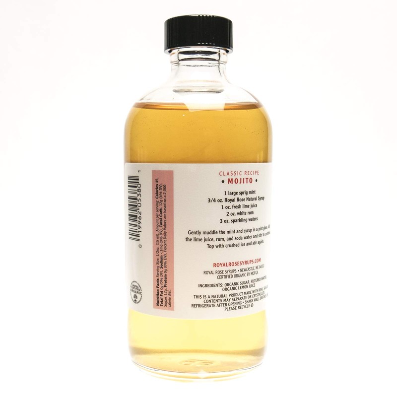 Royal Rose Organic Simple Syrup for Cocktails and Mocktails, 8