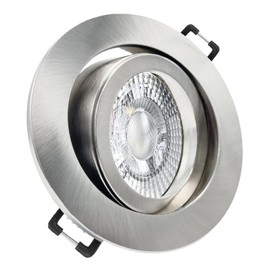 trendlights24 Premio LED Recessed Spotlights 230 V Stainless Steel Round 3 Levels Dimmable Extra Flat 35 mm Set of 5 Neutral White 5 W Spots, Ceiling Spotlights Swivelling