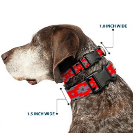 Buckle-Down PC-W31418-NL Dog Collar Plastic Clip Buckle, 1/2"x9"-15", Navajo Gray/Red/Gray/Black