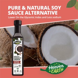 Heaven & Earth Organic Coconut Aminos, 8.4 oz | Soy Free | Paleo Friendly | Low Sodium | Soy Sauce Replacement | Kosher (Including Passover)