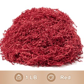 Wowxyz 1 LB Crinkle Cut Paper Shred Red Crinkle Paper Shredded Paper for Gift Baskets - Gift Box Filler - Confetti Paper Shreds Stuffing for Birthday, Holiday Gift Packaging Wrapping