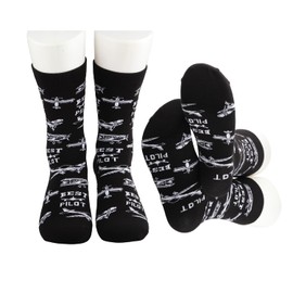 Pilot Socks for Men Pilot Gifts 2 Pairs Aviation Socks Airplane Socks Airline Pilot Dress Sock Funny Aviation Gifts for Him (PILOT Socks)