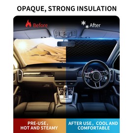 COFSODI Car Half Cover 142 Inches UV Sunshade for Windshield and Windows, Blocks Heat and Ice Ideal for Hot Weather Outdoor Parking, Essential Auto Accessory for Snow Sun and Frost Protection