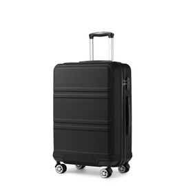 Kono 24 Inch Luggage Suitcase Lightweight with Spinner Wheels TSA Lock Hardside Medium Checked Luggage Durable Rolling Suitcase Black