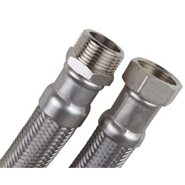 SFX® Reinforced Hose 30 cm Flexible Hose 1/2 Inch Outer Diameter x 1/2 Inch Male Stainless Steel Braid Drinking Water Connection Hose Connection Hose 300 mm