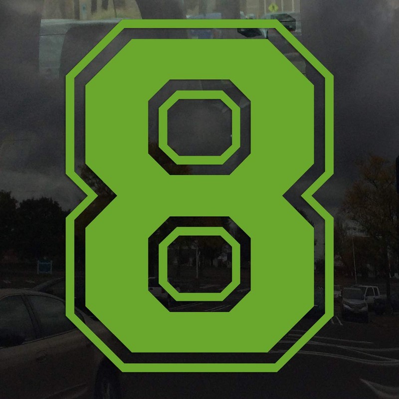 Applicable Pun Varsity Number 8 - Vinyl Decal - Lime