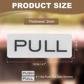 PATIKIL 1Set Push Pull Door Stickers, 2x4.7in Push and Pull Signs Plate Acrylic Vertical Self-Adhesive for Doors Glass Window Business Stores, Rectangle, Silver