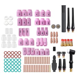 Timunr 123PCS TIG Welding Torch Repair Kit – Stubby Gas Lens, Alumina Nozzles, Glass Cups for WP-17/18/26 – Welding Nozzle and Collet Set