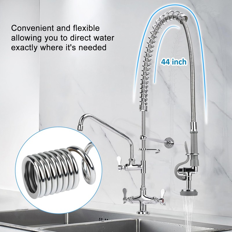 44inch Commercial Sink Hose with Grip Handle & Spring, Replacement
