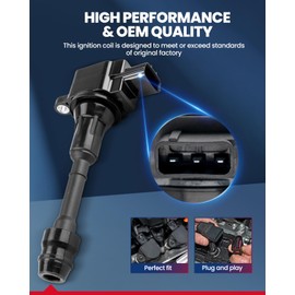 KAX UF350 Ignition Coil 4 Packs Fit for 2002 2003 2004 2005 2006 Nissan Altima, 2002-2008 Sentra, 2010 2011 2012 2013 X-Trail Coil Pack 2.5L L4 Replaces# UF350 C1398
