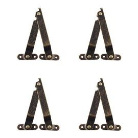 Adyoney 4 Pcs Medium Antique Brass Lid Folding Support Hinges - Functional and Stylish Lid Stay Hinges for Wooden Boxes, Jewelry Cases, and Chests