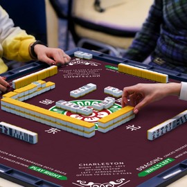 Mahjong Mat, 32.4×32.4 Inch Noise Reduction Anti-Slip Mahjong Mat for Table, Mahjong Table Mat for Poker, Card, Board Games Table Mat, Tile Games, Dominoes (Wine Red1)