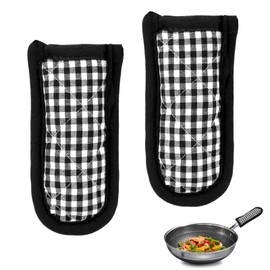 2PCS Hot Handle Covers Cast Iron Skillet Handle Covers Heat Resistant Hot Handle Holders Non-Slip Machine Washable Handle Mitts for Kitchen Baking Cooking BBQ Cookwares, Plaid