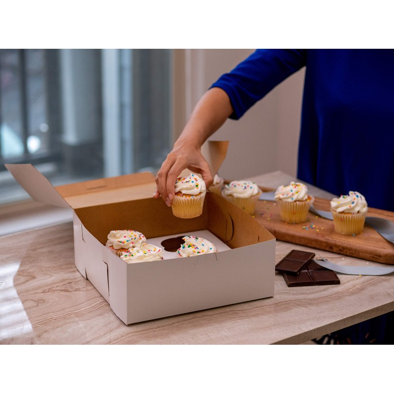 SCT White One-Piece Non-Window Bakery Boxes, 9 x 9 x