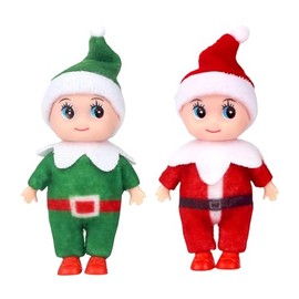 MORAINJAY 2pk Christmas Baby Elf Doll,Belt Mini Xmas Baby Elves for Girls,Christmas Tiny Elf Baby Doll,Accessories Baby Twins Xmas Tradition Novelty Toys for Xmas New Year Gifts Stocking Stuffers