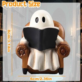 MAYIPLAY Halloween Ghost Decor Ghost Reading Book Figurine Vintage Halloween Decorations Indoor Book Lovers Gifts