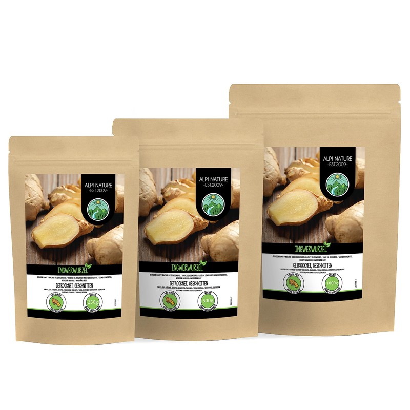 Ginger root sliced, ginger tea, crushed ginger pieces, 100% natural,