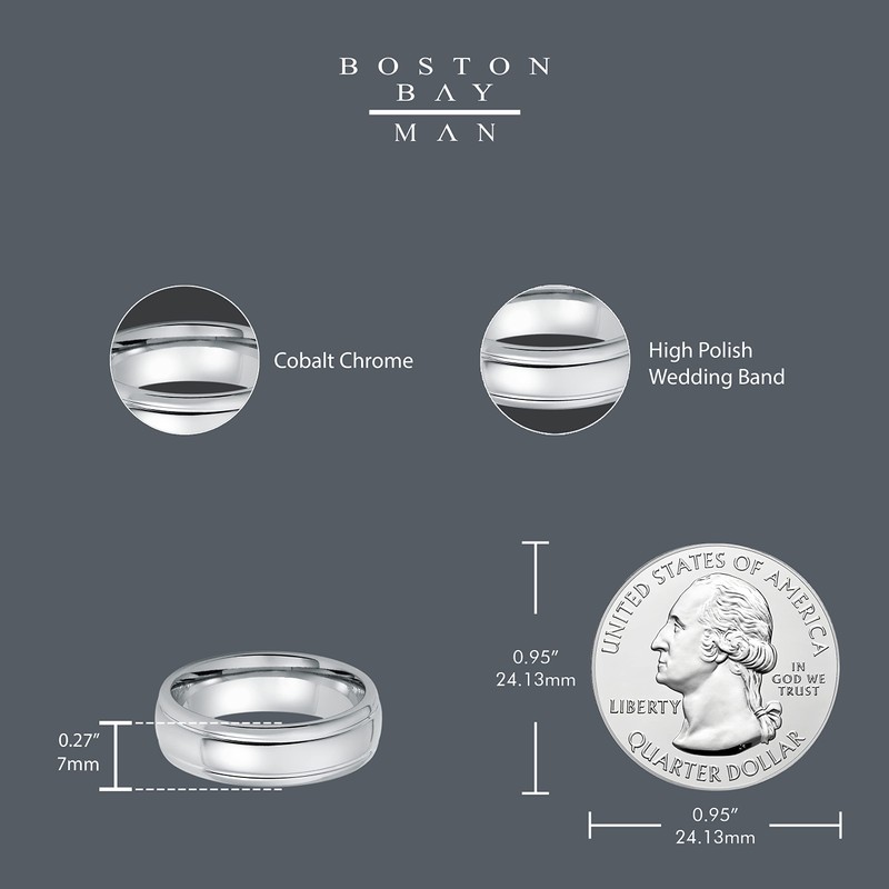 7 mm ajuste cómodo cobalto cromo anillo de banda de