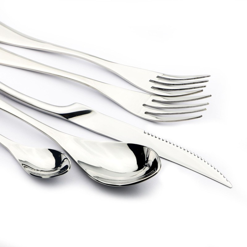 JANKNG 20-Piece 18/10 Stainless Steel Serrated Steak Knife Flatware Set,
