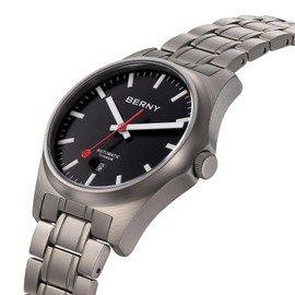 BERNY Titanium Watch Automatic Watch for Men Classic Mechanical Wristwatch Titanium Bracelect 10ATM Waterproof Sapphire Lens Luminous Hands Male Casual Fashion Watches