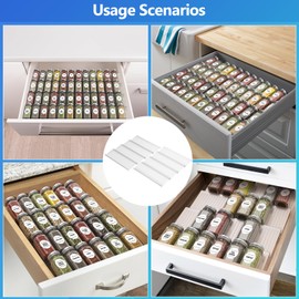 SZWQILIN Spice Drawer Organizer, Spice Rack Drawer for Kitchen, 4 Tier Clear Acrylic，Expandable From 13" to 26" Spice Rack Tray for Cabinet/Countertop (8 Pcs Clear)