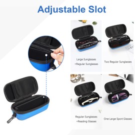 Bukere Bukere Double Eyeglasses Case with Adjustable Slots, EVA Hard-shell Travel Dual Glasses Sunglasses Organizer for Men Women
