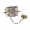 Unbranded Women Silver Metal Hand Chain Gold Spikes Bracelet Ring