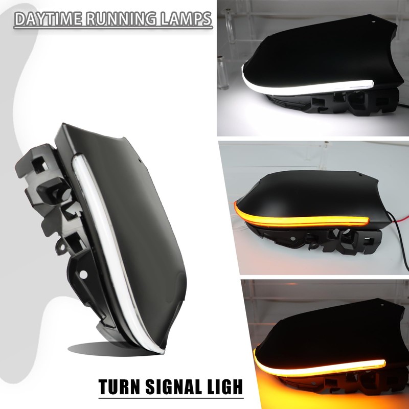 ZDEERAOTO LED Rear Side Mirror Light DRL Amber Sequential Turn