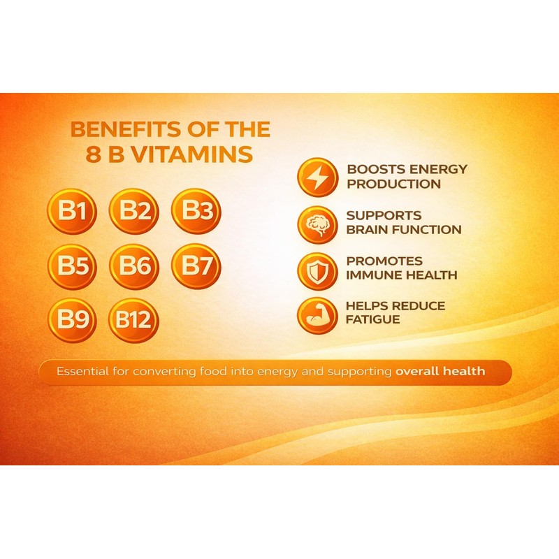 Vitamin B-Complex 120 Capsules |Optimal Mix of All 8 Essential