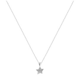 Nenalina KAS-089 Women's Necklace with Star Pendant Brushed (15 mm), Silver Chain for Women and Girls with Chain Pendant, Astro Jewellery, 925 Sterling Silver, Length 45 cm, Sterling Silver