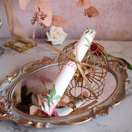 Schonee Oval Vintage Decorative Mirror Tray, Jewelry Dresser Organizer Tray, Cosmetics Makeup Storage Organizer, Serving Tray (9.8”x 14.6”) Gray