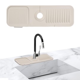 volumoon Wasserhahn Spüle Spritzschutz, Abtropfmatte für Küche, Silikon Wasserhahnmatte, Wasserhahn Abtropfmatte für Die Küchenspüle Badezimmer Arbeitsplatte Schützen (beige)