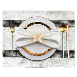 Jiino Elegant Placemats Set of 4 Washable Place Mats for Kitchen Dinner Table 12x16 inches (Cream White)