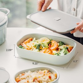 BUYDEEM Ceramic Food Storage Container with Airtight Lid, 35 oz Bento Lunch with Airlock Lid, Stackable Bento Box Microwaveable, Reusable and Dishwasher Safe, for Office Work and Travel, Mellow Yellow