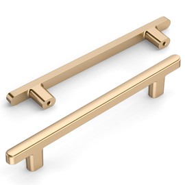 Amerdeco 10 Pack Brushed Brass Cabinet Pulls 5 Inch(128mm) Hole Center Drawer Pulls Cabinet Hardware Kitchen Cabinet Handles for Bathroom ZH0065