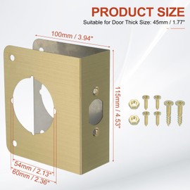 PATIKIL Door Reinforcement Plate, 1 Set Doors Reinforce Repair for 1-3/4" Thick Door 4-1/2" Size Door Knob Lock Latch Deadbolt Cover Plate Home Security, Gold