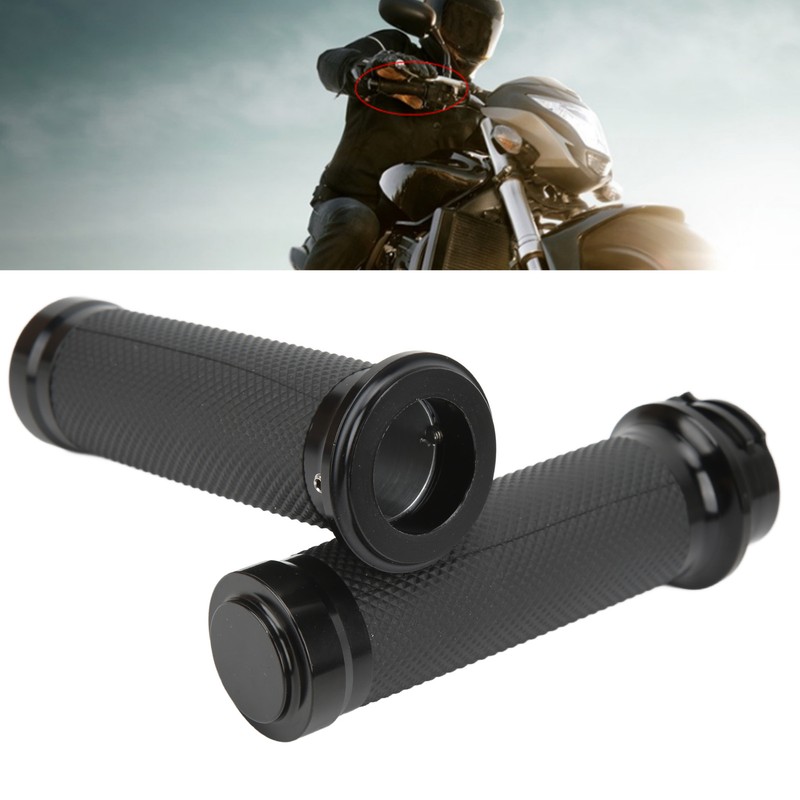 1 Pair 25mm Motocycle Handlebar Grips Black Comfortable Grasp Anodized