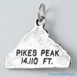 Treasure Island Charms Pikes Peak Colorado Springs 925 Solid Sterling Silver Charm Pendant Bracelet Jewelry Making Supply