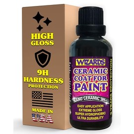Wizards Ceramic 9H - 2 Piece Ceramic Coating for Detailing Supplies - Provides High Gloss, Luster, Shine and Protection for Vehicles - Versatile Car Scratch Remover for Auto Detailing - 50 ml