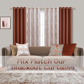 Mrs.Naturall Burnt Orange Curtains 84 Inch Length 2 Panels Set for Fall Living Room,Blackout Room Darkening Curtains 84 Inches Long,Pumpkin Autumn Home Decor