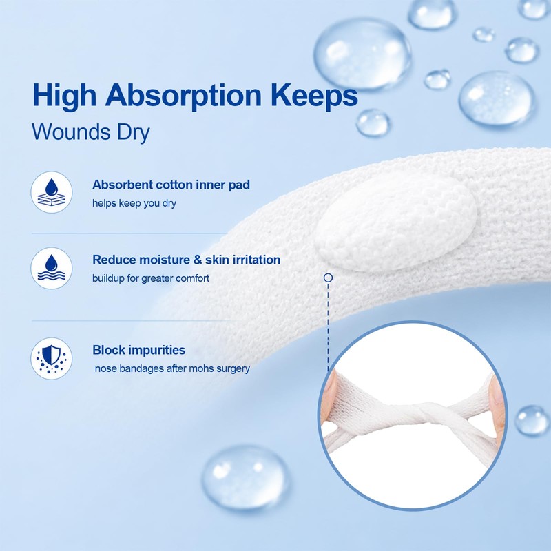 Individually Wrapped Nose Bandages After Surgery,Ear‑Loop Nose Gauze 20 pcs