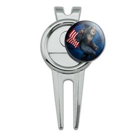 American Flag Patriotic Sasquatch Bigfoot Golf Divot Repair Tool and Ball Marker